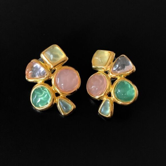 Vintage Joan Rivers Gripoix Style Lucite Post Stud Earrings - Picture 1 of 5